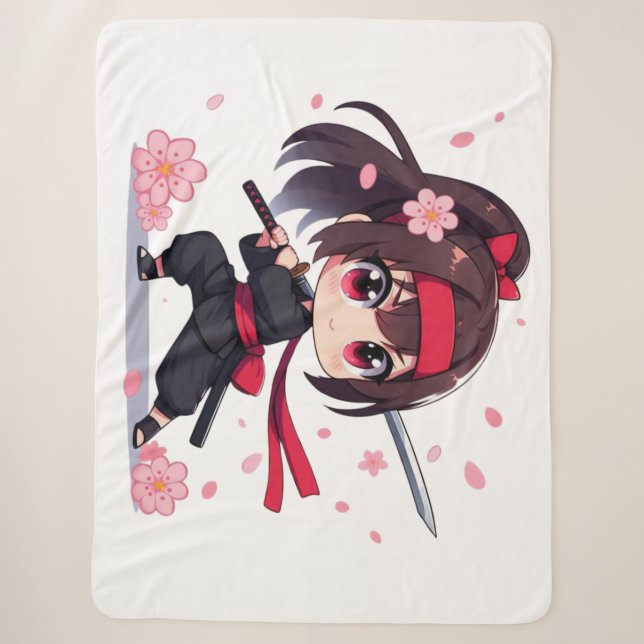 Niedliches Ninja-Kriegerblümchen Sherpadecke (Vorderseite)