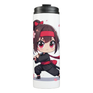 Niedliches Ninja-Kriegerblümchen Thermosbecher