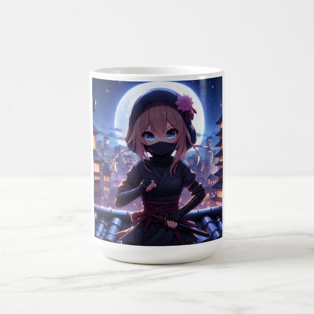 Niedliches Ninja-Kriegermädchen Kaffeetasse (Mittel)