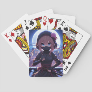 Niedliches Ninja-Kriegermädchen Spielkarten