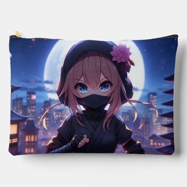 Niedliches Ninja-Kriegermädchen Zubehörtasche (Vorderseite)