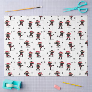 Niedliches Ninja Warrior Kids Black & Red Pattern Seidenpapier