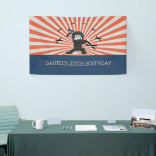 Niedliches Ninja Warrior Kindergeburtstag Party Banner