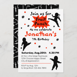 Niedliches Ninja Warrior Kindergeburtstag Party Einladung