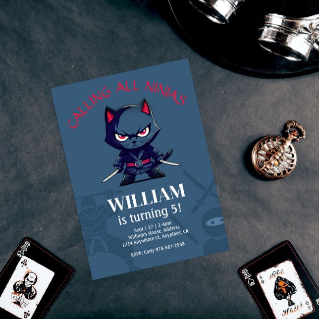 Niedliches Ninja Warrior Kindergeburtstag Party Einladung (Von Creator hochgeladen)