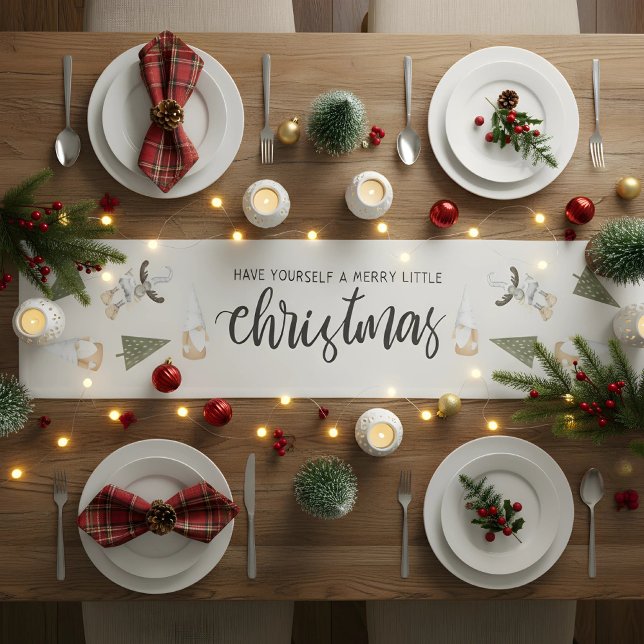 Niedliches Nordic Gnom Weihnachten Kurzer Tischläufer (christmas table runner)