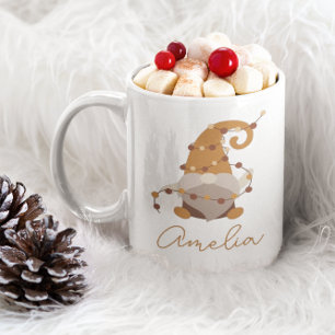 Niedliches Nordic Gnome Personalisierte Weihnachte Kaffeetasse