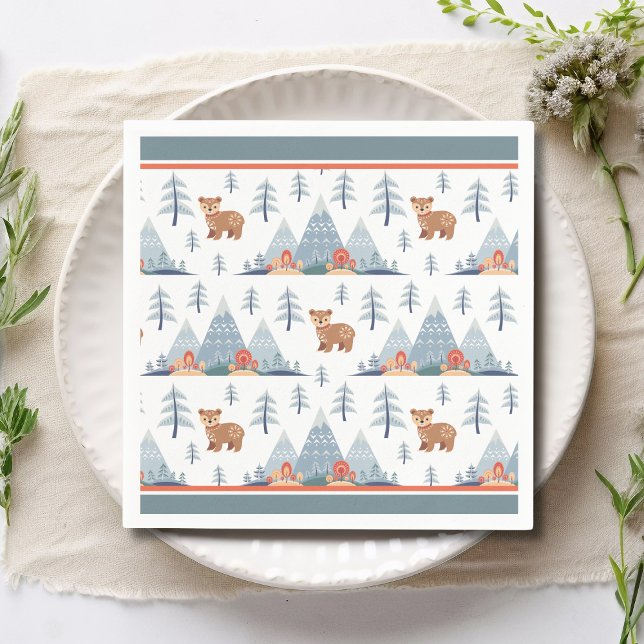 Niedliches Nordic Holiday Bear Muster Serviette (Von Creator hochgeladen)