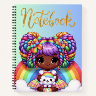 Niedliches Notebook/Adorable Rainbow chibi Girl Notizbuch