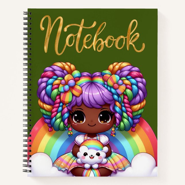 Niedliches Notebook/Adorable Rainbow chibi Girl Notizbuch (Vorderseite)