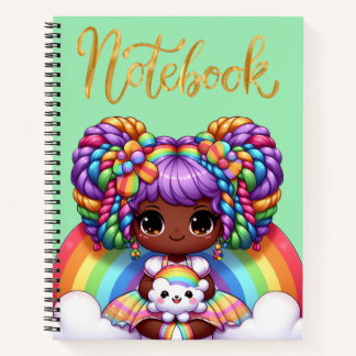 Niedliches Notebook/Adorable Rainbow chibi Girl Notizbuch