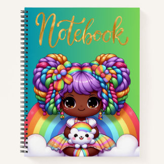 Niedliches Notebook/Adorable Rainbow chibi Girl Notizbuch
