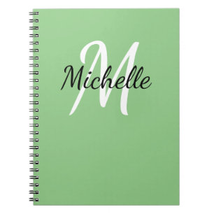 Niedliches Notebook mit Monogramm in Weiß und Grü Notizblock