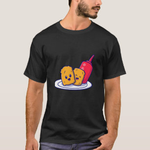Niedliches Nuggets-Lächeln mit Sauce-Cartoon T-Shirt