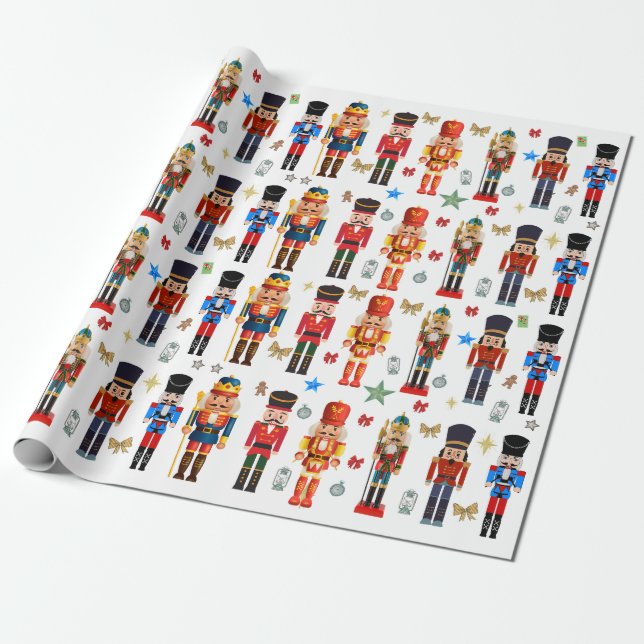 niedliches Nutcracker-Muster Geschenkpapier (Ungerollt)