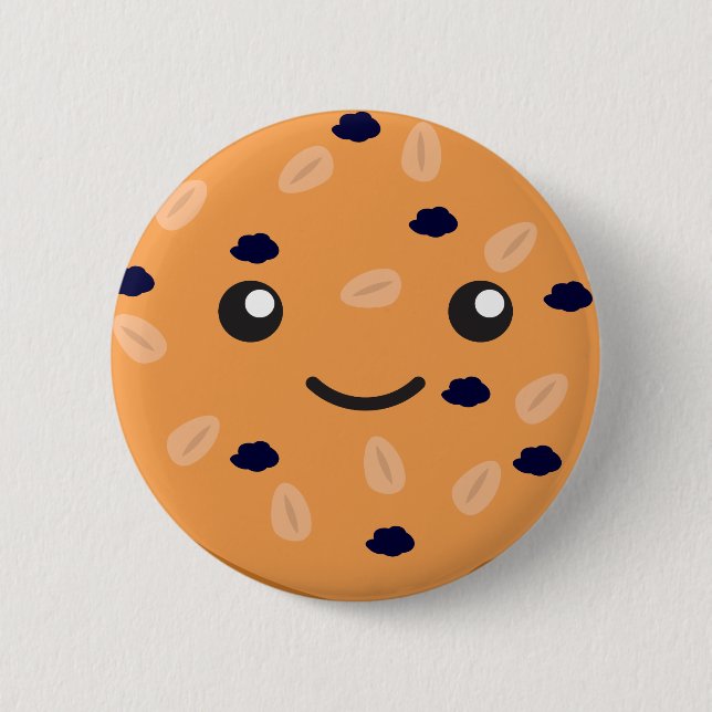 Niedliches Oatmehl Raisin Cookie Button (Vorderseite)