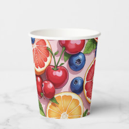 Niedliches Obst Themenpapier Pappbecher