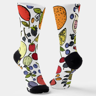 Niedliches Obst- und Erdbeermuster Socken