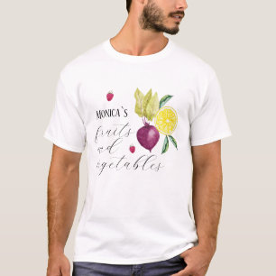 Niedliches Obst und Gemüse Mit Monogramm T-Shirt