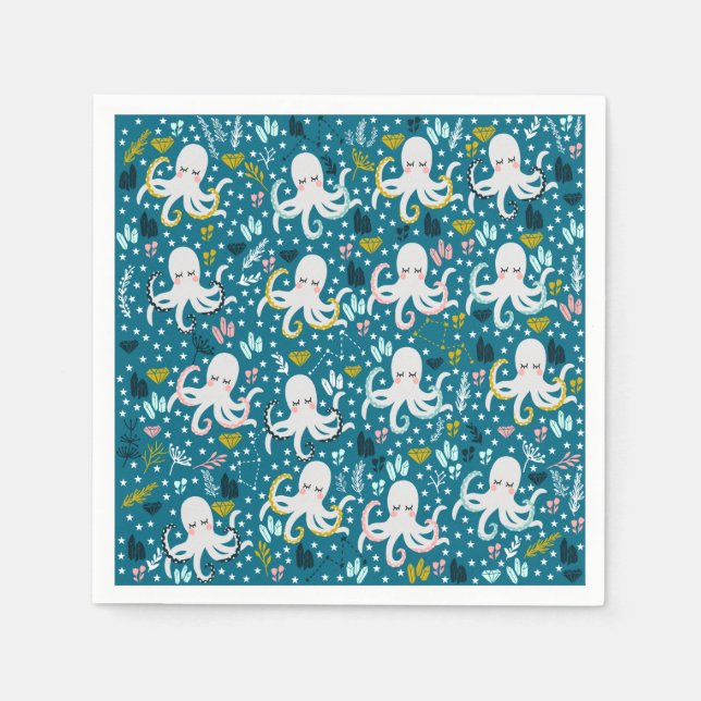 Niedliches Octopus Paper Napkins Serviette (Vorderseite)