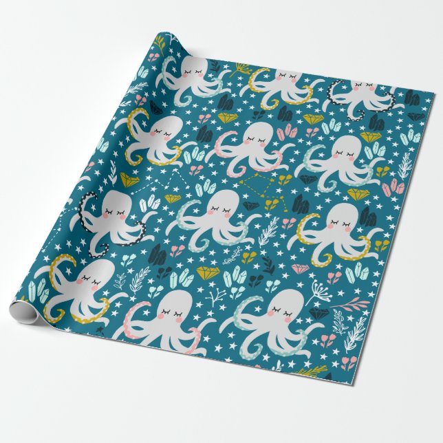 Niedliches Octopus-Wrapping-Papier Geschenkpapier (Ungerollt)