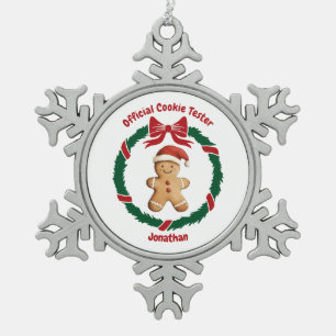 Niedliches Offizielles Cookie Tester Weihnachten Schneeflocken Zinn-Ornament