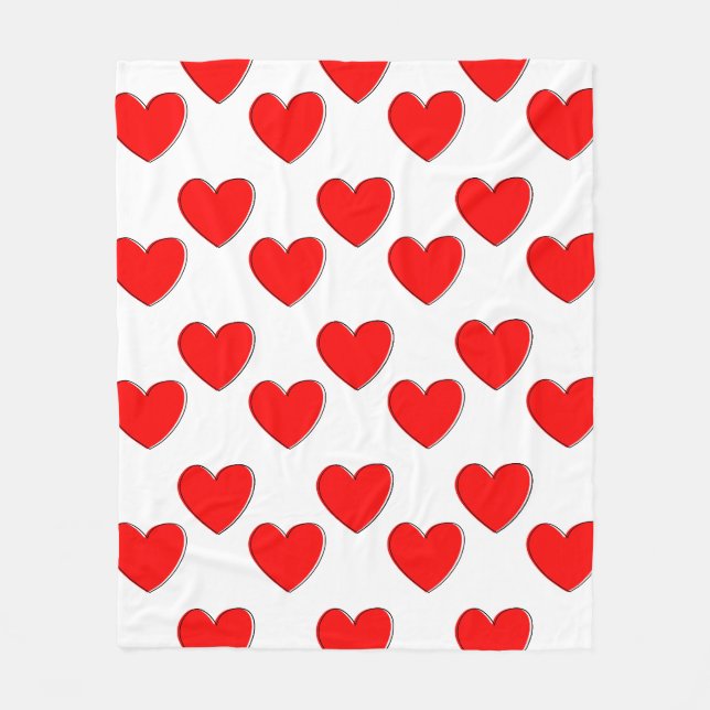 Niedliches Offset Red Heart Muster Fleecedecke (Vorderseite)