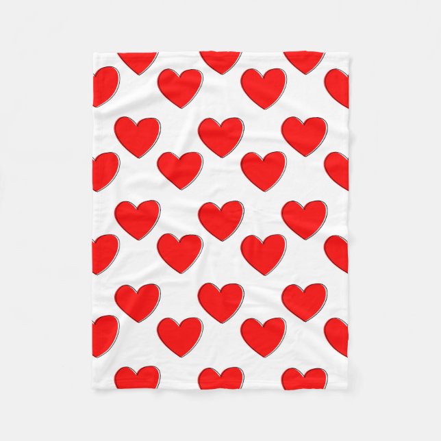 Niedliches Offset Red Heart Muster Fleecedecke (Vorderseite)