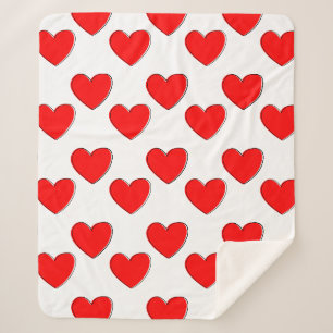 Niedliches Offset Red Heart Muster Sherpadecke
