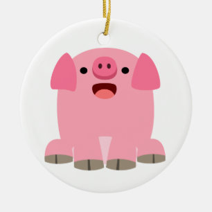 Niedliches Oinking Cartoon Schweinefleisch Keramikornament