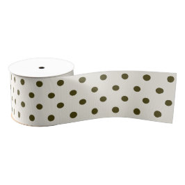 Niedliches Olive Green und Old Lace Polka Dots Mus Ripsband