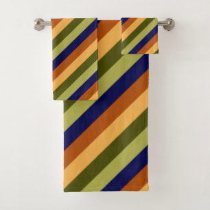 Niedliches Olive Sage Navy Streifen Badetuch Set