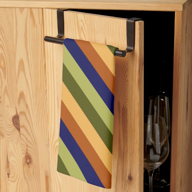 Niedliches Olive Sage Navy Streifen Küchentuch (Drittel gefaltet)