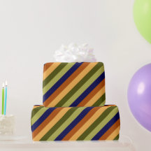 Niedliches Olive Sage Navy Strip Wrapping Paper