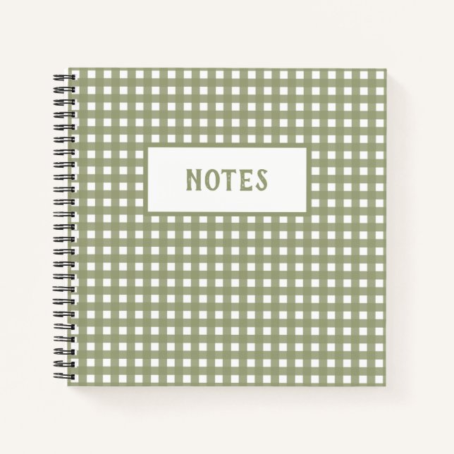 Niedliches Olive- und White-Kariert-Everyday-Noteb Notizbuch (Vorderseite)