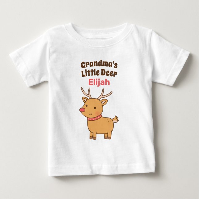 Niedliches Oma, Rentierdoodle Baby T-shirt (Vorderseite)