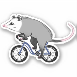 Niedliches Opossum auf einem Fahrrad Aufkleber