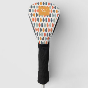 Niedliches Orange Blue Leafy Botanisches Monogramm Golf Headcover
