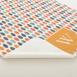 Niedliches Orange Blue Leafy Botanisches Monogramm Sherpadecke