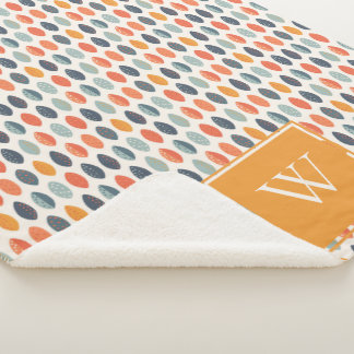 Niedliches Orange Blue Leafy Botanisches Monogramm Sherpadecke