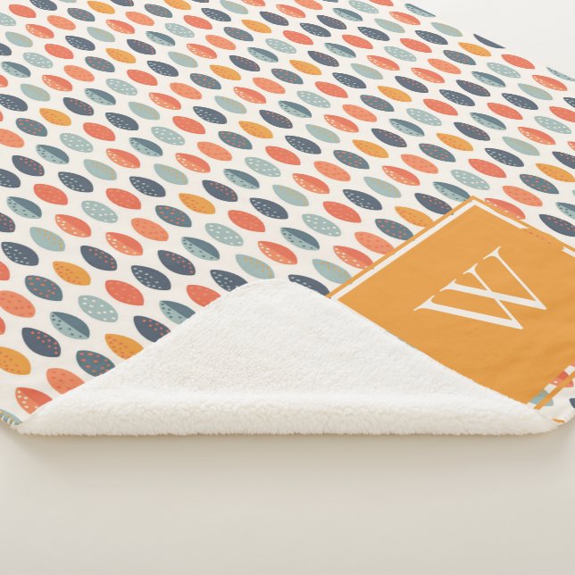 Niedliches Orange Blue Leafy Botanisches Monogramm Sherpadecke (3/4)