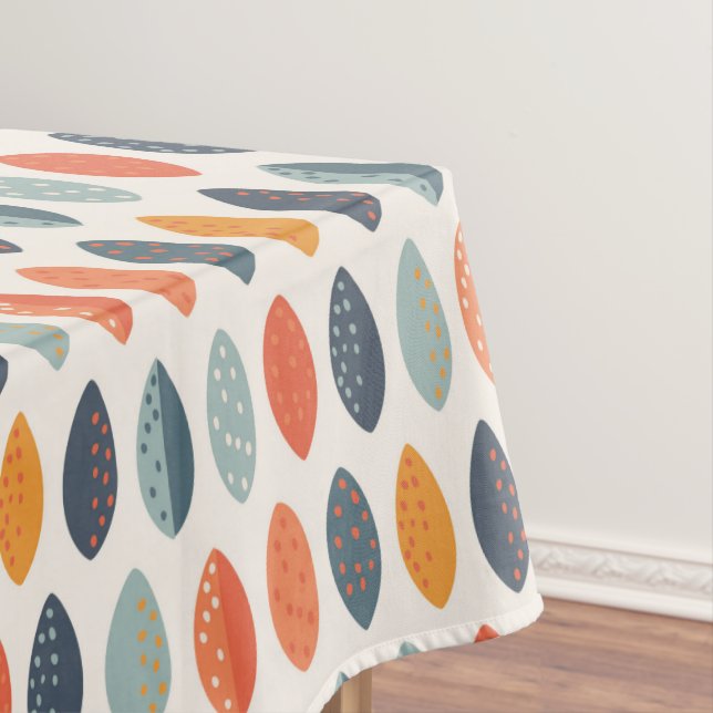 Niedliches Orange Blue Leafy Botanisches Monogramm Tischdecke (Beispiel)