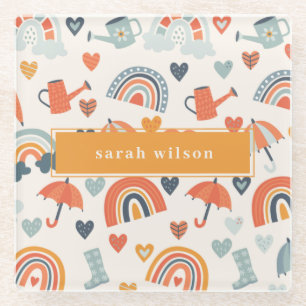 Niedliches Orange Blue Spring Rainbow Clouds Muste Glasuntersetzer