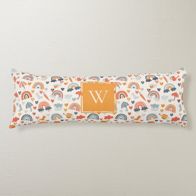 Niedliches Orange Blue Spring Rainbow Clouds Muste Seitenschläferkissen (Vorderseite)