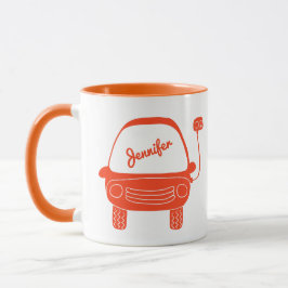 Niedliches Orange Electric Car Personalisiert Tasse