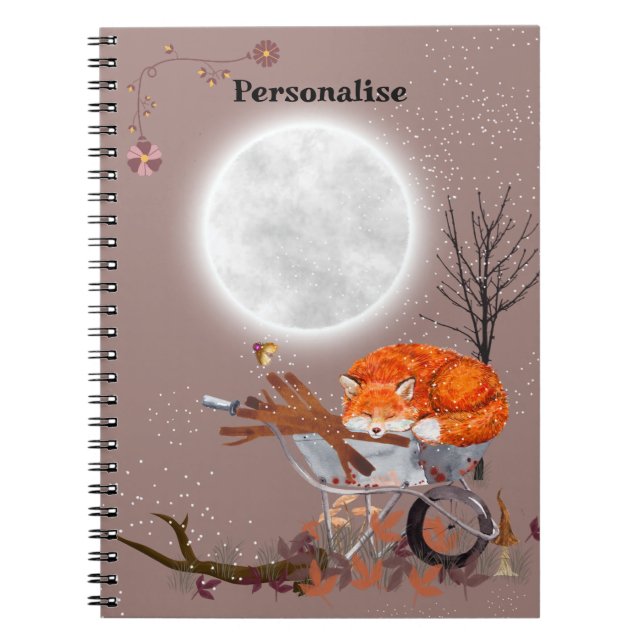 Niedliches Orange Fox Full Moon Journal-Notebook Notizblock (Vorderseite)