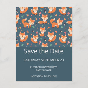 Niedliches Orange Fox Muster Save the Date Einladungspostkarte