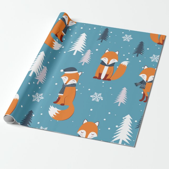 Niedliches Orange Fox Musterpapier Geschenkpapier (Ungerollt)