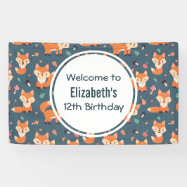 Niedliches Orange Fox Tiermuster Geburtstag Banner