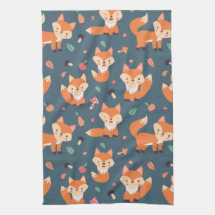 Niedliches Orange Fox Tiermuster Geschirrtuch